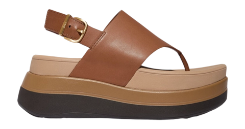 FitFlop F-MODE Stack Leather Back-Strap Toe-Post Sandals