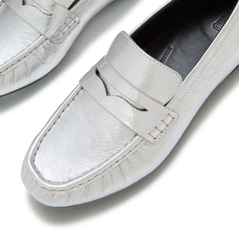 FitFlop - Delicato Soft Leather Loafers (Silver)