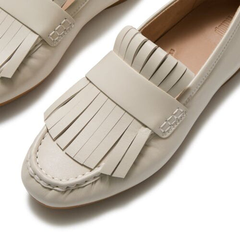 FitFlop - Delicato Leather Fringe Loafers (Hazy Taupe/Black)