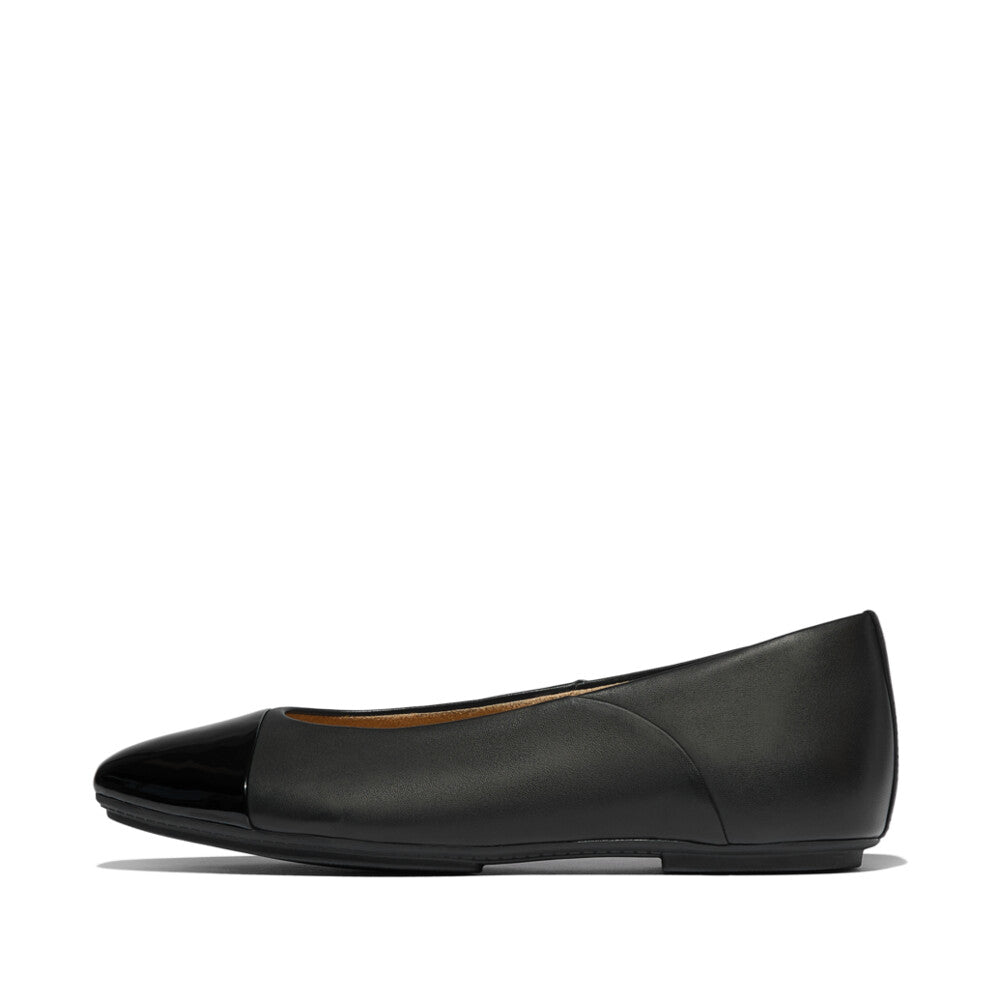 FitFlop -  Danser Cap-toe Leather Ballet Flats All Black