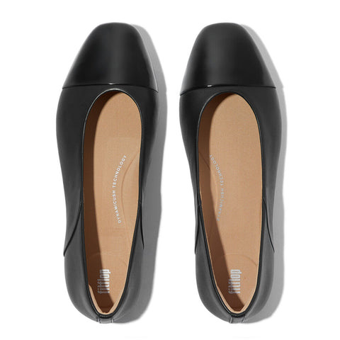 FitFlop -  Danser Cap-toe Leather Ballet Flats All Black