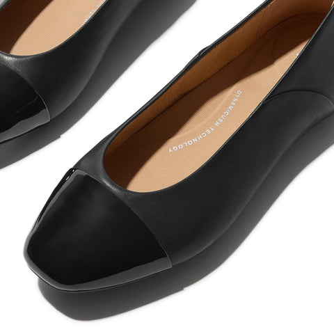 FitFlop -  Danser Cap-toe Leather Ballet Flats All Black