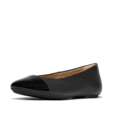 FitFlop -  Danser Cap-toe Leather Ballet Flats All Black