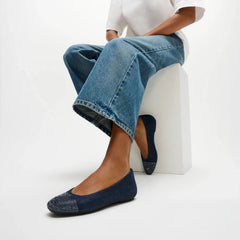 FitFlop - Delicato Crystal Cap-Toe Denim Ballerinas