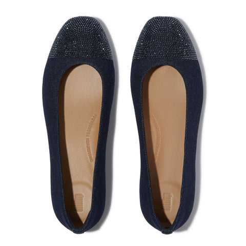 FitFlop - DELICATO Crystal Cap-Toe Denim Ballerinas