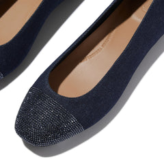 FitFlop - Delicato Crystal Cap-Toe Denim Ballerinas