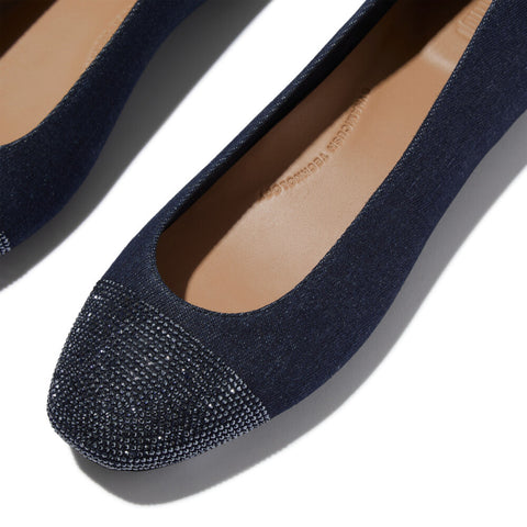 FitFlop - DELICATO Crystal Cap-Toe Denim Ballerinas