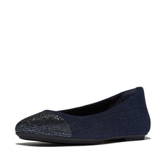 FitFlop - Delicato Crystal Cap-Toe Denim Ballerinas