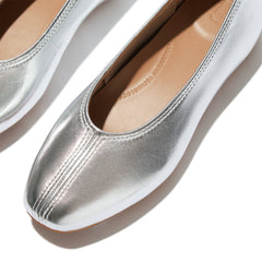 FitFlop - Delicato High-Cut Metallic Soft-Leather Ballet Flats