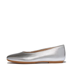 FitFlop - Delicato High-Cut Metallic Soft-Leather Ballet Flats