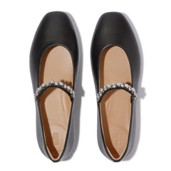 FitFlop - Delicato Pearls-and-Crystal Leather Ballet Flats