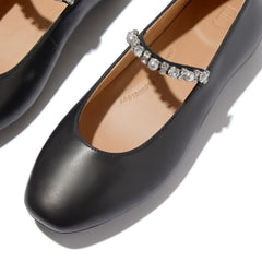 FitFlop - Delicato Pearls-and-Crystal Leather Ballet Flats