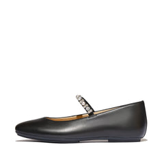 FitFlop - Delicato Pearls-and-Crystal Leather Ballet Flats