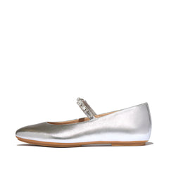 FitFlop - Delicato Pearls-and-Crystal Leather Ballet Flats