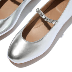 FitFlop - Delicato Pearls-and-Crystal Leather Ballet Flats
