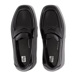 FitFlop - F-Luma Box-Leather Demi-Wedge Penny Loafers