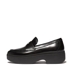 FitFlop - F-Luma Box-Leather Demi-Wedge Penny Loafers