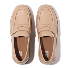 FitFlop - F-Luma Box-Leather Demi-Wedge Penny Loafers