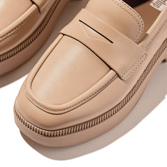 FitFlop - F-Luma Box-Leather Demi-Wedge Penny Loafers