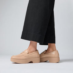 FitFlop - F-Luma Box-Leather Demi-Wedge Penny Loafers