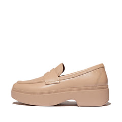 FitFlop - F-Luma Box-Leather Demi-Wedge Penny Loafers