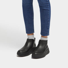 FitFlop - F-Mode Leather Flatform Zip Ankle Boots