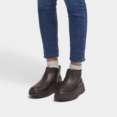 FitFlop - F-Mode Leather Flatform Zip Ankle Boots