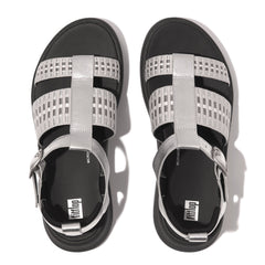FitFlop - F-Mode Metallic-Leather/Webbing Flatform Fisherman Sandals