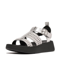 FitFlop - F-Mode Metallic-Leather/Webbing Flatform Fisherman Sandals