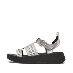 FitFlop - F-Mode Metallic-Leather/Webbing Flatform Fisherman Sandals