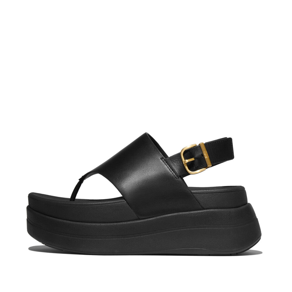 FitFlop F-MODE Stack Leather Back-Strap Toe-Post Sandals