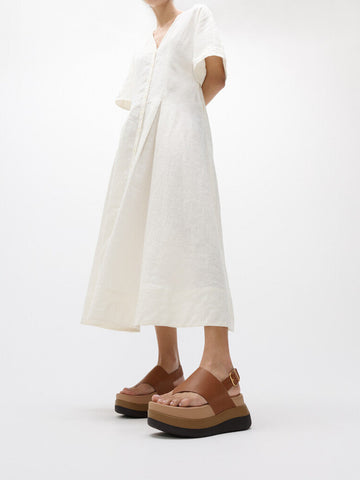 FitFlop F-MODE Stack Leather Back-Strap Toe-Post Sandals