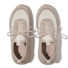 FitFlop - F-Mode Knit/Suede Flatform Slip-On Laced Trainers