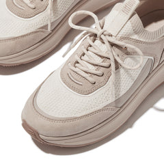FitFlop - F-Mode Knit/Suede Flatform Slip-On Laced Trainers