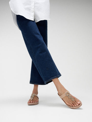 FitFlop - Fino Crystal Chain Leather Toe-Post Sandals