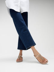 FitFlop - Fino Crystal Chain Leather Toe-Post Sandals