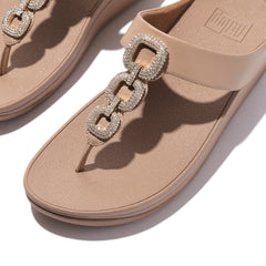 FitFlop - Fino Crystal Chain Leather Toe-Post Sandals