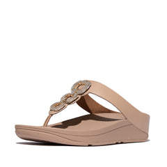 FitFlop - Fino Crystal Chain Leather Toe-Post Sandals