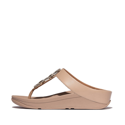 FitFlop - Fino Crystal Chain Leather Toe-Post Sandals