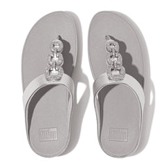 FitFlop - Fino Crystal Chain Leather Toe-Post Sandals