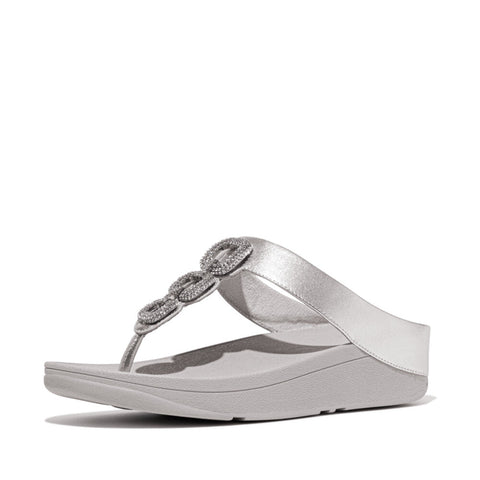 FitFlop - Fino Crystal Chain Leather Toe-Post Sandals