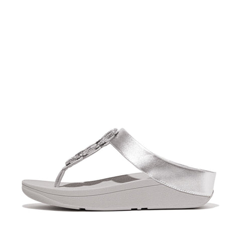 FitFlop - Fino Crystal Chain Leather Toe-Post Sandals