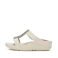 FitFlop FitFlop FINO Pearls-And-Crystal H-Bar Slides Slide Paris Beige UK 3