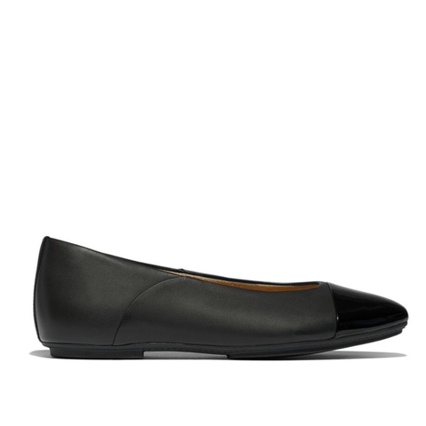 FitFlop -  Danser Cap-toe Leather Ballet Flats All Black