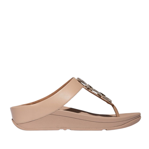 FitFlop - Fino Crystal Chain Leather Toe-Post Sandals
