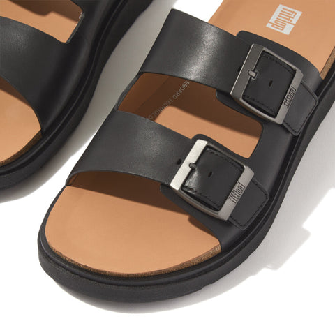 FitFlop - Gen-FF Mens Buckle Two-Bar Leather Slides
