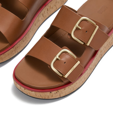 FitFlop - GEN-FF Max Buckle Leather/Cork Two-Bar Slides