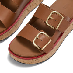 FitFlop - Gen-FF Max Buckle Leather/Cork Two-Bar Slides