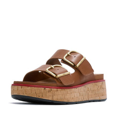 FitFlop - Gen-FF Max Buckle Leather/Cork Two-Bar Slides