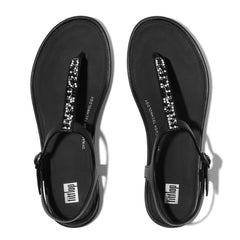 FitFlop - Gracie Crystal-Mix Leather T-Bar Sandals